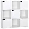 Meerveil Libreria bianca a 9 cubi, libreria a 3 ripiani con 5 ante, in legno, per soggiorno, camera da letto, casa, ufficio, 90 x 30 x 90 cm