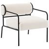 Mingone Poltrona in Lana d'Agnello Poltroncina Camera da Letto in Ferro Sedia con Braccioli Piccola Moderne Singolo, Bianco