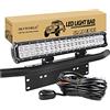 SKYWORLD LED Light Bar, 20 pollici 50,8 cm 126W Spot Flood Combo fascio di lavoro Lampada guida con piastra di supporto nero Kit staffa di cablaggio per camion ATV SUV 4X4