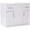 Liberoshopping Mobile da Bagno copricolonna sottolavabo in Legno 70x46xH62 Bianco Lucido (2 Ante 2 cassetti)