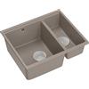 QUADRON Lavello a doppia vasca Lavello da cucina | dimensioni 55,5 x 46 x 22 cm, soft taupe e acciaio | Lavello LOGAN 150 in granito | lavello da cucina a doppia vasca | base da 60 cm