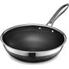 HexClad Wok ibrido antiaderente da 25,4 cm, manico che mantiene il freddo, lavabile in lavastoviglie, adatto al forno fino a 482 °C, adatto a induzione, compatibile con tutti i piani cottura