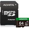 Adata 64GB Scheda Di Memoria Adata Speed Plus microSDXC Classe 10 con adattore Nero/Verde [UD64GUI3V30A2SP-RA1]