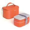 Excelsa EASY LUNCHBOX Porta Pranzo Termico con Posate, Plastica, Grigio/Arancione/Bianco, 13 x 21 x 14 cm