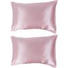 Hapivida Federe in Seta, Set di 2 Federe in Raso 50x67 cm, Alta qualità per Cuscino, Camere e Hotel per Famiglie, Rosa, Design Elegante, Anti-Invecchiamento Naturale, Scivolamento Perfetto