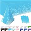 POPOYU Tovaglie rettangolari per feste, 3 pezzi, 137 x 274 cm, rotolo di carta usa e getta, in plastica, impermeabili, resistenti all'olio, per feste, picnic, compleanni, matrimoni, colore blu, a pois