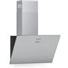 Klarstein Silver Lining - Cappa Aspirante Inclinata a Parete, Classe Energetica A, Ricircolo o Scarico, 3 Livelli, Touch, Display LED, Acciaio Inox, 600 m³/h, 60 cm, Argento