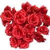 Corkwaw 25 teste di rosa artificiali da 7,6 cm, fiori di rosa in seta, per matrimoni, feste, casa, giardino, fai da te, decorazioni per scatole regalo (rosso)