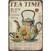 SUPERDANT Cartello in Metallo Tea Time Teiera Tazza Da Tè Segno di Latta Targa In Metallo Da Cucina per Ristoranti Vintage Poster Da Parete Vintage Poster con Placca Murale Regali per Soggiorno