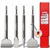 SCHWABENBACH® Set Scalpelli SDS Plus 4 Pezzi 250mm | Piatto 25+50mm, Piastrelle 50mm, Punta