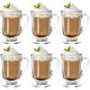 KADAX Bicchieri da Caffè in Vetro Trasparente, Tazze Eleganti con Manico e Piede per Cioccolata Calda, Cappuccino e Irish Coffee (Set di 6, 300 ml)