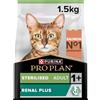 PURINA Pro Plan Pro Plan PURINA PRO PLAN Cibo secco per gatti STERILIZZATO per adulti 1+ con OPTIRENAL, ricco di salmone, confezione da 1 (1 x 1,5 kg)