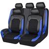 MINIKS Set Completo di Coprisedili in Pelle per Fiat Grande Punto (2006-2012), Set Copri-Sedile Auto Traspirante Protezioni Sedili Impermeabile Accessori Auto Interno,A/BLACK-BLUE