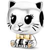 FGT Charm per ragazze e donne, per gatti, per bracciali, collane, ciondoli, compatibile con braccialetti Pandora, idea regalo per figlia, festa della mamma, Zirconia cubica, Nessuna pietra preziosa