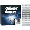 Gillette Sensor Excel, Confezione da 10 Lamette da Barba di Ricambio, Rivestimento in Cromo per Lame che Durano a Lungo