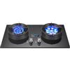 YINMAN Fornello A Gas 2 Fuochi, Piano Cottura In Rame Fuso E Vetro Temperato Nero, Piano Cottura Di Conversione GN/GPL, Con Protezione Antincendio E Timer, 4,8KW/5,2KW(NG)
