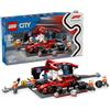 LEGO City Pit Stop e Meccanici con Monoposto Ferrari F1 - Kit Officina da Costruire con Macchina Giocattolo, Minifigure e Accessori, Giochi per Bambini da 6 Anni Fan delle Auto da Corsa Sportive 60443