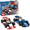 LEGO City Williams Racing e Haas F1 - Modelli di Auto da Corsa da Costruire con 2 Minifigure di Piloti e Starter Brick - Idea Regalo per Bambini e Bambine da 4 Anni Fan delle Macchine Giocattolo 60464