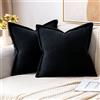 MIULEE Federe in Velluto a Coste Decorative Fodere Federe Cuscni Morbido Copricuscini Cuscino Federe per Divano Moderne Comodo Robusto per Camera da Divano Letto 2 Pezzi Nero 45x45 cm