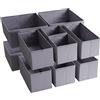 TYEERS Organizer per Cassetti, Tessuto Durevole, Lavabile, con Pannelli di Supporto, Scatole Portaoggetti Piccole per Bagno, Armadio, Comò, 12 Pezzi, Grigio Scuro