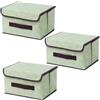 EURXLQ Scatole Portaoggetti con Coperchio,Scatole per Armadio Pieghevoli,Scatole Portaoggetti,Scatole Armadio con Coperchio e Maniglie per l'armadio (Verde, 3 pack-26×19×16 cm)