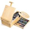 MIAOKE Cavalletto da Tavolo, Legno Regolabile Valigia con 55 Pezzi Set Pittura Contenere 24 Acrilico vernice, 12 Matite Colorate 10 Pennello e Altri Strumenti di Pittura