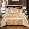 SAYNO Set di trapunta in raso di seta coperta per tutte le stagioni, copriletto queen in oro reale, copriletto in jacquard di lusso, set di biancheria da letto abbinati a 2 federe per cuscini (King, 3