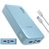 JUOVI Power Bank 20000mAh, 45W Caricatore Portatile Ricarica Rapida, PD QC 4.0 Batteria Esterna 4 Porte, con Display LED, caricabatterie portatile per MacBook, iPhone 15 14 13 Pro Samsung (Blu)