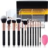 Oscar Charles Set di pennelli per trucco professionale Radiance con spugna di bellezza e portaspazzole (oro rosa)