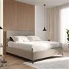 DEGHI Letto matrimoniale 160x190 cm in tessuto effetto maglia tortora chiaro con contenitore - Maverick