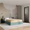 DEGHI Letto sommier matrimoniale 160x190 cm in tessuto effetto maglia verde salvia con contenitore - Luton