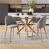 DEGHI Set 4 sedie in tessuto grigio chiaro con gambe in metallo effetto legno - Kubir