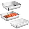 HENGBIRD Teglia da forno, set di 3 ciotole per panierstrasse con coperchio, in acciaio inox, rettangolare, per impanare, 25 x 19 x 5 cm, grande lavabile in lavatrice