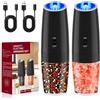 BALITTA Macina Sale e Pepe Eettrico, Macinapepe Elettrico a Gravità con Ricaricabile USB, Macina Pepe Automatico con Luce LED, Grossa Regolabile, Macinapepe per Cucina, Ristorante e Barbecue (Set di 2 Pezzi)