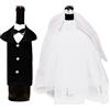 YIMINI 1 Paio Copribottiglie Vino Sposa Sposo, Copri Bottiglie Vino Stile Sposa Sposo, Sposa E Lo Sposo Di Vino Copre, Abito Da Sposa Decorazione Bottiglia per Matrimoni, Feste Di Fidanzamento