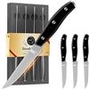 ZENG Set di Coltelli da Bistecca 4 pezzi con Lama Seghettata, Set di Coltelli in Acciaio Inossidabile di alta Qualità, Coltello da Bistecca 11 cm Nero Coltello Posate Ristorante Familiare