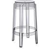 Kartell Charles Ghost Sgabello, Set da 2, Fumè Trasparente, H. 65