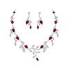 EVER FAITH Gioielli da Sposa per Le Donne Sposa Birdesmaid, Sparkly Zirconia cubica Pera Birthstone Foglia Collana Orecchini Set per Prom
