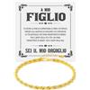Bramart Bracciale Uomo Corda Finitura Oro18k in Argento Sterling 925 A mio Figlio Idea regalo compleanno - Idee Regali per lui Natale Anniversario - Cofanetto con DEDICA incluso (Figlio - Bracciale Corda Oro)