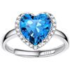 Bestyle Anello Donna in Argento 925 Regolabile Con Pietra Turchese Decembre, Portafortuna Cuore, Confezione Regalo