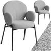 TecTake® Set di 2 Sedie Sala da Pranzo, Sedie Imbottite in Tessuto Bouclé, Imbottitura in Gommapiuma, Sedie da Sala da Pranzo con Solide Gambe in Acciaio e Cappucci Antigraffio - Grigio Chiaro
