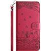FALUWONRU Custodia per Samsung Galaxy A32 5G Cover Portafoglio Protettiva Libro Cover Flip Caso Phone Magnetica Custodie in Con Slot per Schede e Magnetica Supporto,Gatti PU Pelle Custodia,Rosso