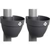 Elho Vibia Campana Drainpipe Clicker 40 - Vaso per Esterno - Ø 21.6 x H 16.3 cm - Nero/Anthracite (Confezione da 2)