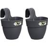 Elho Vibia Campana Easy Hanger S 21 - Fioriera per Balcone E Esterno - Ø 20.5 x H 26.5 cm - Nero/Anthracite (Confezione da 2)