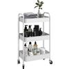 HOMCOM Carrello da Cucina a 3 Livelli con Maniglie e 4 Rotelle, in Acciaio, 45x30.6x79 cm, Bianco|Aosom