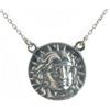 Fatto a mano Antica moneta greca dio sole ciondolo collana 4 dracme rodi moneta argento 925