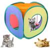 Husoiuy 40 x 40 x 40 cm tunnel arcobaleno quadrato | pieghevole per gatti | Cubo pieghevole per gatti - Giocattolo interattivo per interni ed esterni per gatti