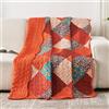Qucover Copriletto Singolo Arancione, Copriletto Patchwork Singolo, Copriletto Trapuntato Leggero 150x200cm, Copriletto Trapuntato Singolo in 100% Microfibra, Copriletto Colorato Singolo