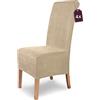 sh SCHEFFLER-HOME LIVE HOMESTYLE SCHEFFLER-Home Coprisedie Leon/Set di 4 Copri Sedie da Pranzo Elastici/Sedie da Pranzo/Coprisedie Elasticizzato Scamosciato con Fascia Elastica/Coprisedie Eleganti, Beige-Pietra