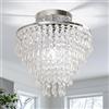 FRIXCHUR Lampadario in Cristallo da 11,8 Plafoniera da Incasso Cromata Lampadario a Gocce di Pioggia a 5 Livelli in Argento per Camera da Letto Corridoio Soggiorno, Base E26